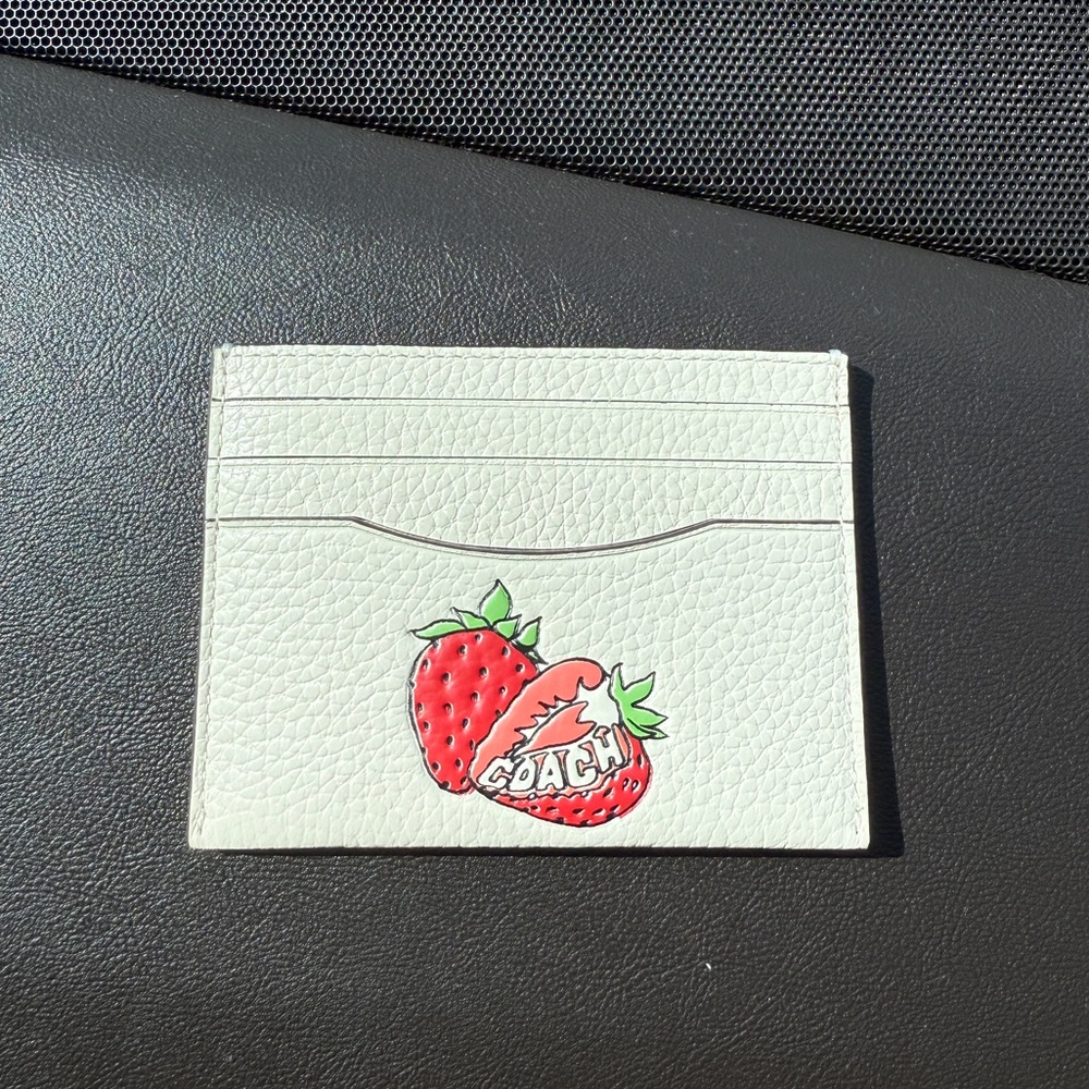 Coach 🍓 Strawberry Print Slim ID Card Case - Picture 3 of 4
